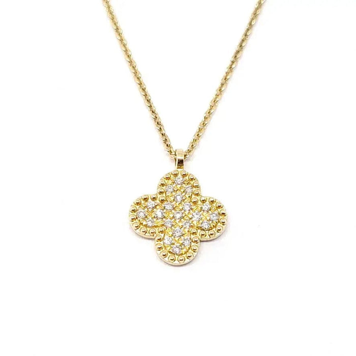 Collier Collier trèfle pavage diamants or jaune 58 Facettes