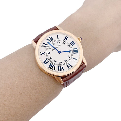Cartier watch "Ronde Solo" rose gold, leather. 58 Facettes 33432
