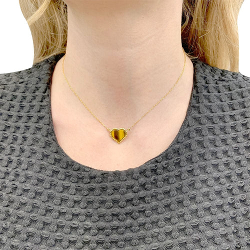 Collier Collier pendentif, "Coeur", or jaune, oeil de tigre. 58 Facettes 32133