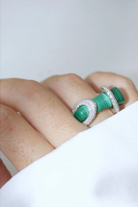 Bague Bague Cocktail Gucci, malachite et diamants sur or blanc 58 Facettes