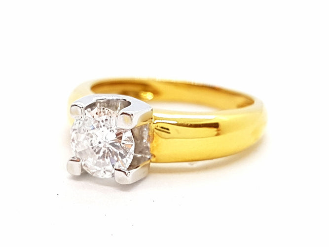 Bague 56 Bague Solitaire Or jaune Diamant 58 Facettes 06314CD
