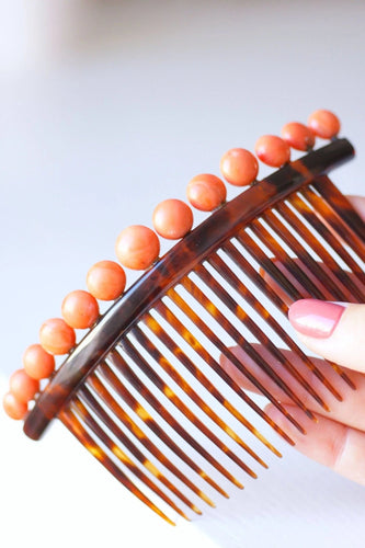 Accessoire Peigne à cheveux ancien, diadème de mariage, écaille de tortue et corail 58 Facettes