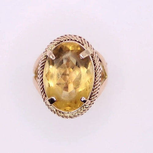Bague Bague Vintage Citrine ovale sur or jaune 58 Facettes