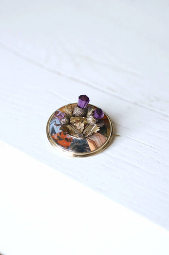 Broche Broche Ecossaise chardon ancienne en or et améthyste 58 Facettes
