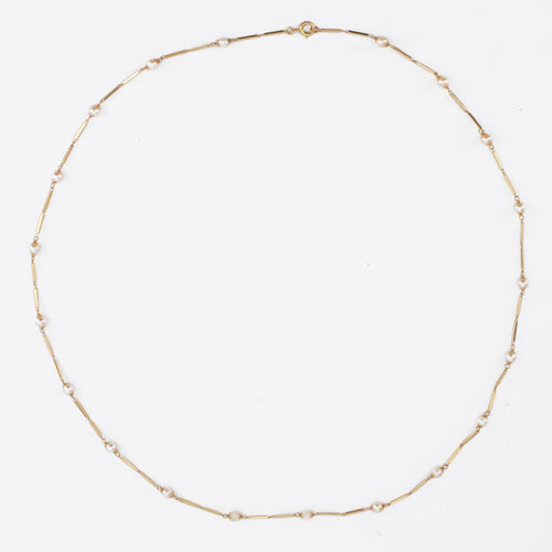 Collier Collier en or maille batonnet et perles de cultures 58 Facettes 22-022