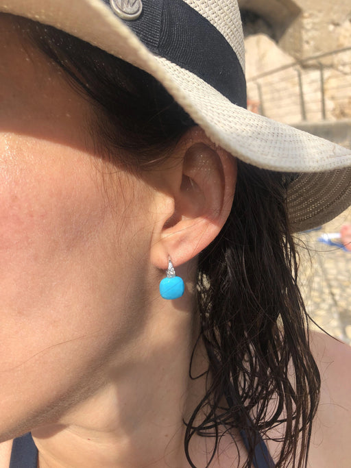Boucles d'oreilles Boucles d'oreilles Pomellato modèle Capri en or gris et turquoise 58 Facettes