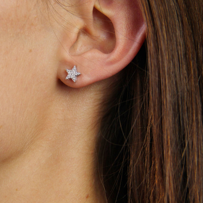 Boucles d'oreilles Boucles d'oreilles étoiles diamants or blanc 58 Facettes 23-253A