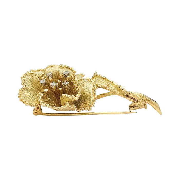 Broche Broche fleur or jaune et diamants. 58 Facettes 31887