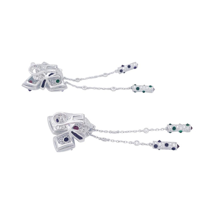 Boucles d'oreilles Boucles d'oreilles Cartier, "Caresse d'Orchidée", or blanc, diamants, pierres de couleur. 58 Facettes 33023