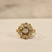 Ring 54 Flower ring with chiseled setting Yellow gold white stones 58 Facettes