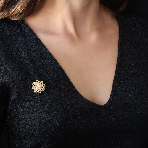 Broche Broche de col ancienne en or rose et vert ajourée 58 Facettes 02-094A