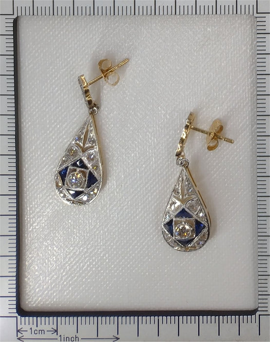 Boucles d'oreilles boucles d'oreilles  pendantes diamant saphir Art Déco 58 Facettes 23247-0283
