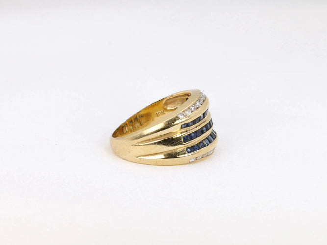 Bague Bague vintage en or, saphirs et diamants 58 Facettes 610