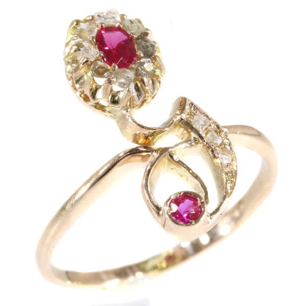 Bague 55 Bague Art Nouveau rubis et diamants 58 Facettes 18019-0216