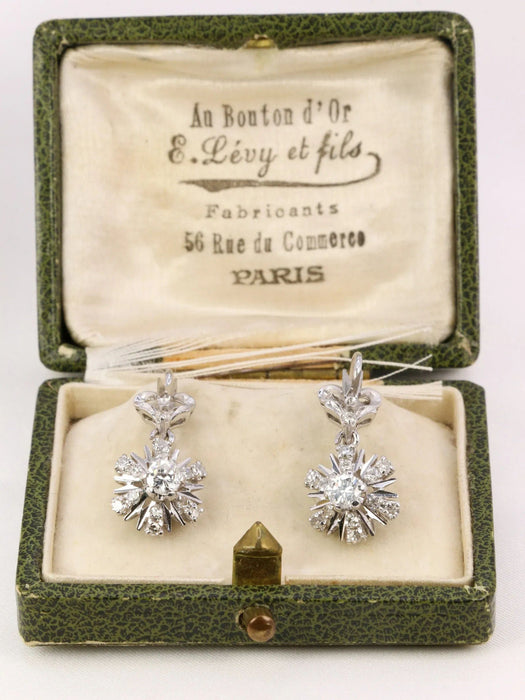 Boucles d'oreilles Paire de dormeuses vintage or et diamants 58 Facettes J91