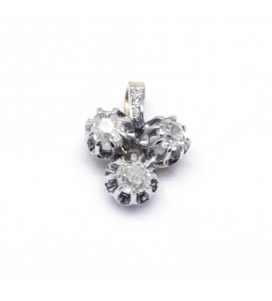 Pendentif Jaune et blanc / Or 750 et Platine 950 Pendentif Grappe diamants 58 Facettes 170104R