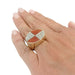 Ring 50 Vintage signet ring in two golds, coral and diamonds. 58 Facettes 31851
