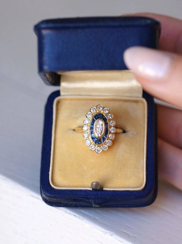 Bague style Art Deco saphirs & diamants 58 Facettes