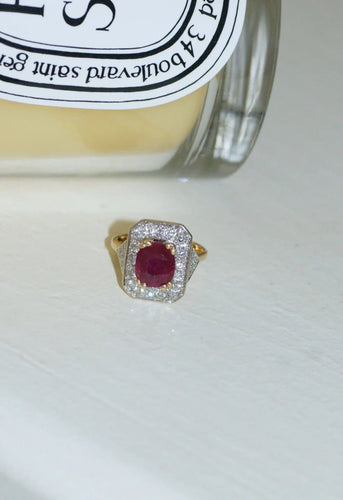 Bague 52 Bague Octogonale Rubis et Diamants 58 Facettes