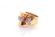 Ring Tank ring Yellow gold Platinum Ruby Diamonds 58 Facettes 25372