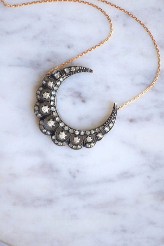 Collier Collier croissant de lune or et diamants 58 Facettes
