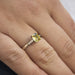 Solitaire ring in white gold with diamonds and yellow sapphire 58 Facettes 21260