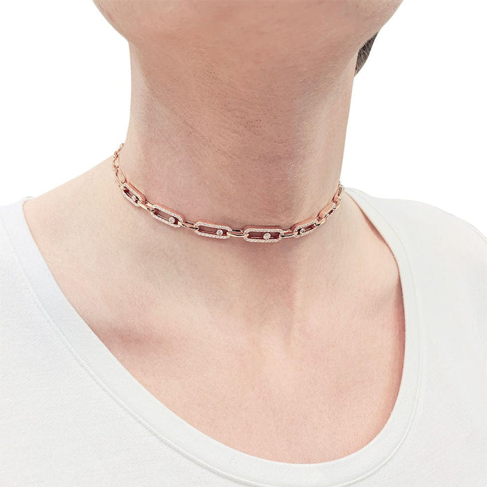 Collier Collier Messika, "Choker Move Link Multi", or rose, diamants. 58 Facettes 32646