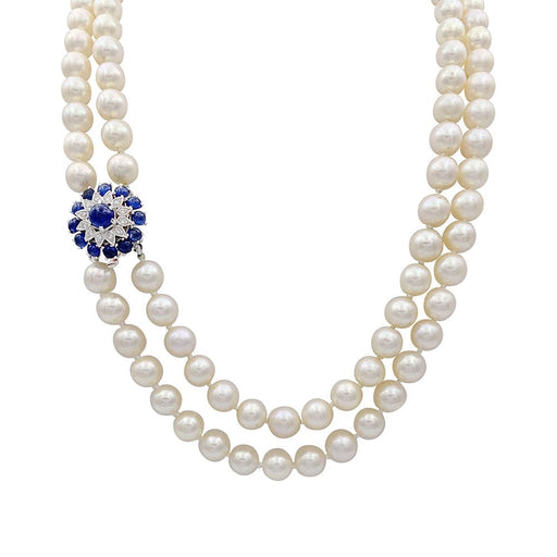 Collier Collier vintage perles, saphirs et diamants. 58 Facettes 32020