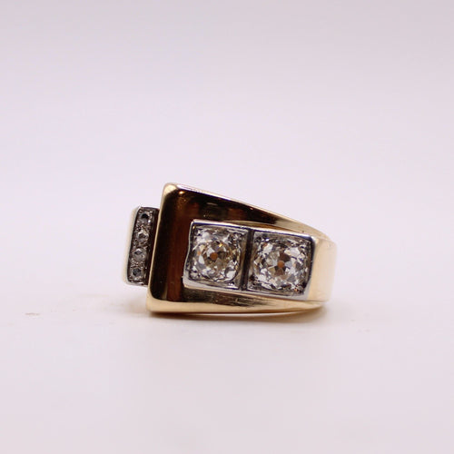 Bague 52 Bague Tank or jaune et 2 Diamants 58 Facettes