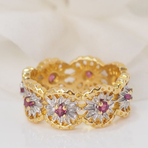 Bague 54 Bague ajourée en Or 2 tons, rubis 58 Facettes 31804