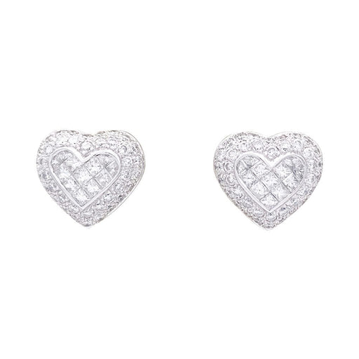 Boucles d'oreilles Boucles d'oreille "Coeur" or blanc, diamants. 58 Facettes 32876