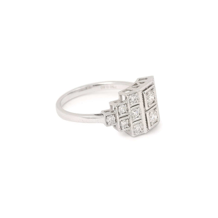 Bague Bague Style Art Déco Pavage Diamant Or Gris 58 Facettes BD166