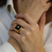 Ring 53 Diamond, Onyx & Rose Gold Signet Ring 58 Facettes