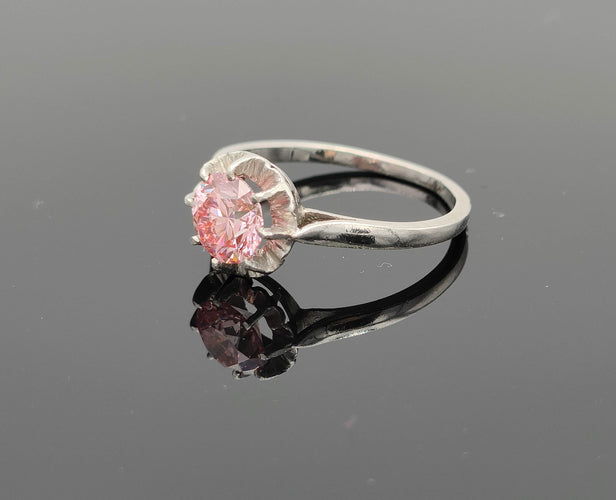 Bague Bague solitaire Platine et Diamant de synthèse rose 58 Facettes