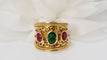 Bague 53 Bague jonc ruban en or jaune rubis et pierre verte 58 Facettes 32035
