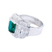Ring 50 Art Deco ring in platinum, emerald and diamonds. 58 Facettes 32364