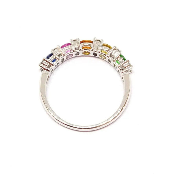 Bague Alliance saphirs multicolores diamants or blanc 58 Facettes