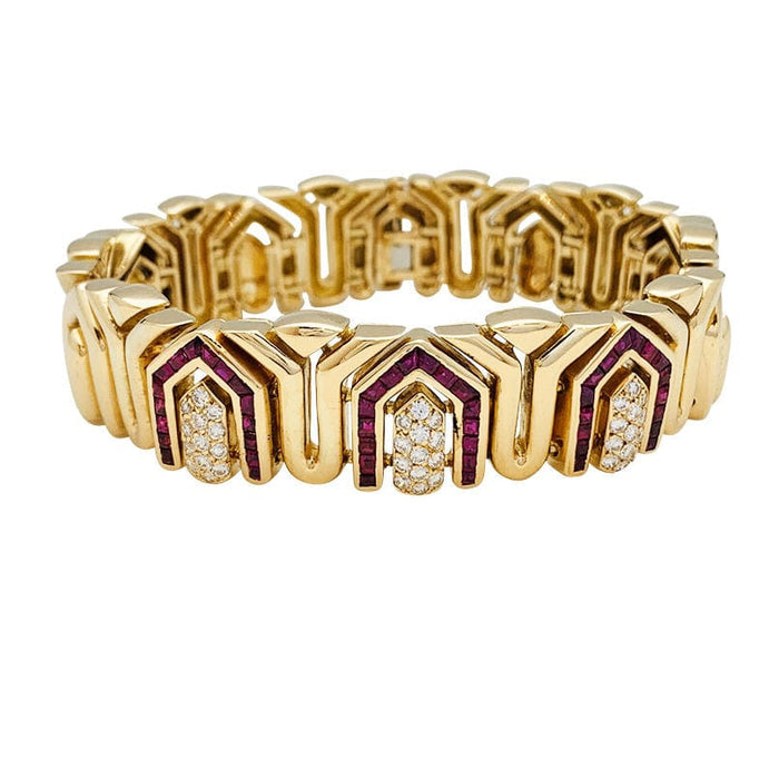 Bracelet Bracelet Boucheron en or jaune, rubis et diamants. 58 Facettes 31013