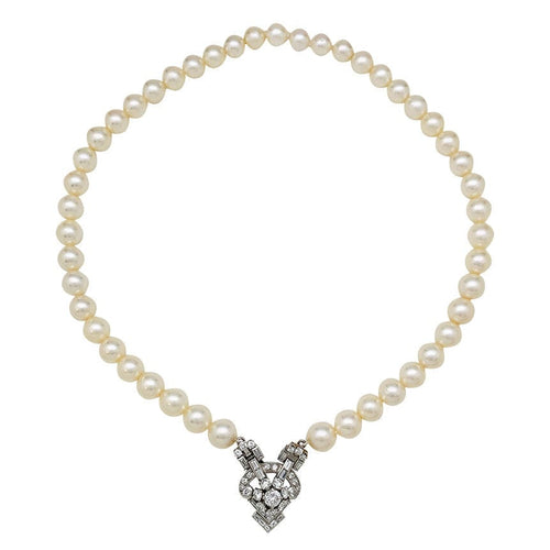 Collier Collier perles, or blanc et diamants. 58 Facettes 30937