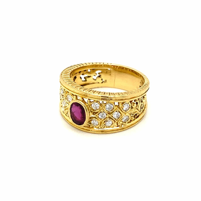 Bague Bague Art Nouveau Diamants Rubis 58 Facettes