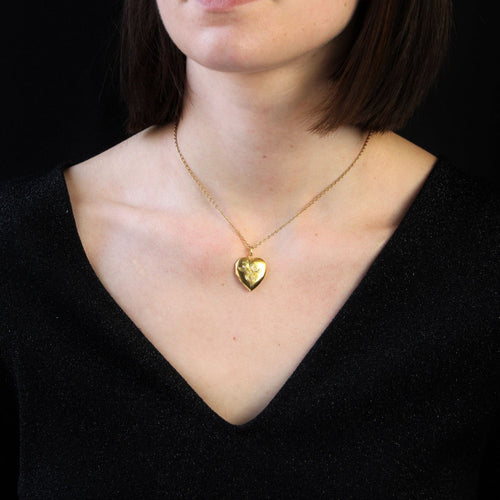 Pendentif Médaillon ancien coeur perles fines or jaune et or vert 58 Facettes 21-783