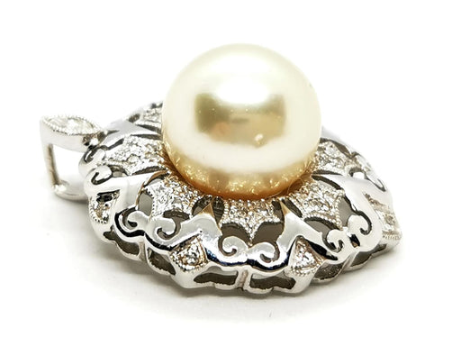 Collier Pendentif Vintage Or blanc Perle 58 Facettes 1931141CN