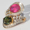Bague Bague cocktail toi et moi ,en or jaune et gris sertie de tourmalines 58 Facettes
