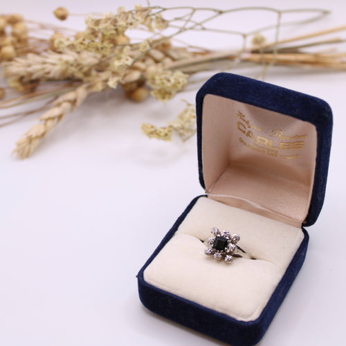 Bague Bague Marguerite or blanc saphir et diamants 58 Facettes