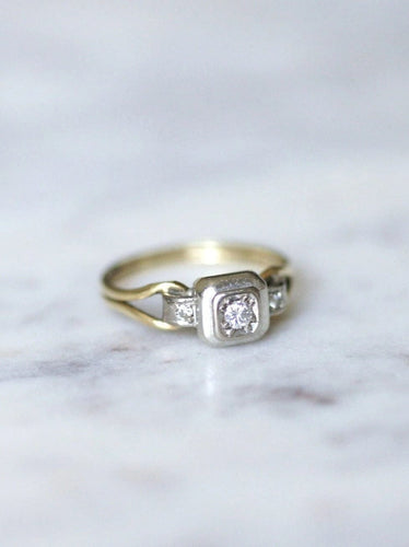 Bague solitaire vintage deux ors et diamant 58 Facettes