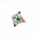Ring 56 Art Deco Ring Platinum Emerald Sapphires Diamonds 58 Facettes 24962