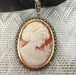 Pendant Yellow gold pendant, cameo on shell, surrounded by diamonds set in silver 58 Facettes