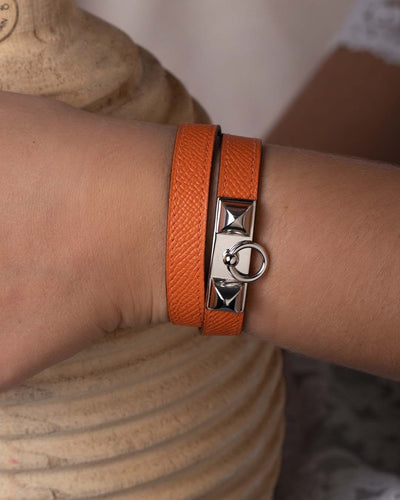 Bracelet Bracelet HERMES Rivale Double Tour en Cuir, Autres 58 Facettes 61923-57853