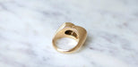 Ring 49.5 Retro Tank ring in yellow gold and diamond 58 Facettes