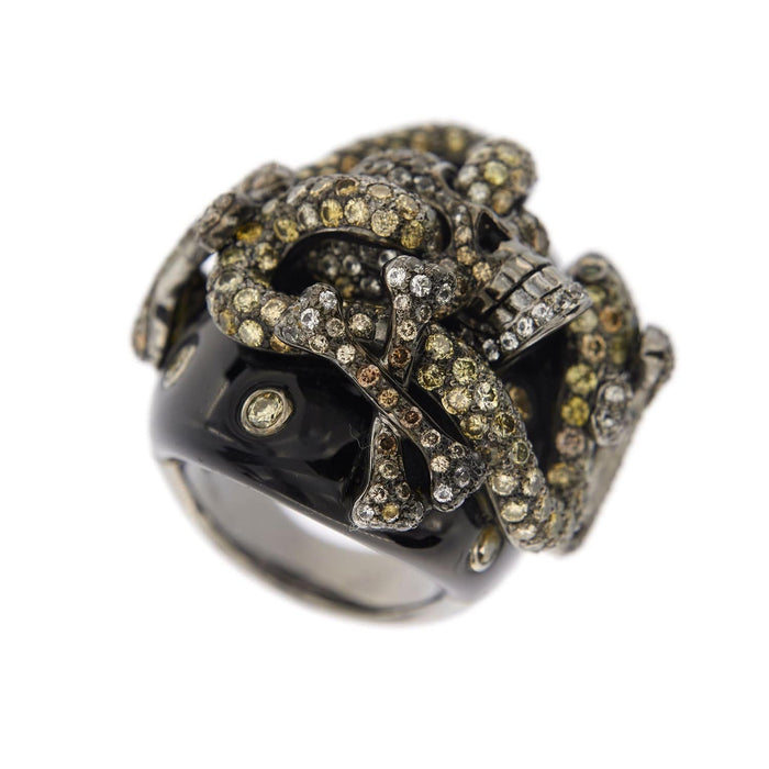 Bague 53 Bague Onyx diamants et émeraudes 58 Facettes 30443